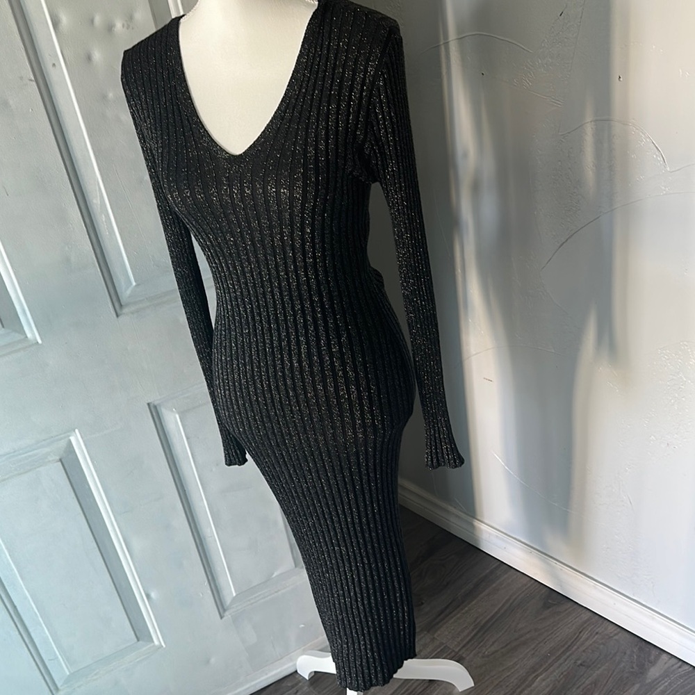 Almost Famous Black Long Sleeve Ribbed Dress - Picture 7 of 9